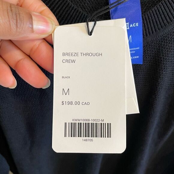 Kit and Ace Sweater Womens M Breeze Through Crew Cashmere Silk Black Luxe NWT - Picture 6 of 7